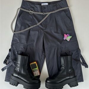 Y2K Vanilla Star Black Cargo Pants Sz 9 W29 Vintage Goth Streetwear